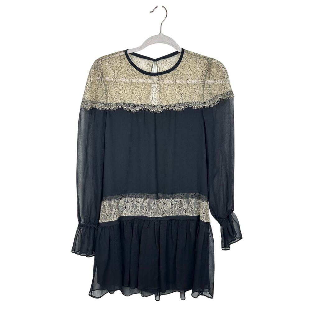 Ramy Brook Watson Dress Women XS Black New Silk Lace Sheer Mini Party A0817306